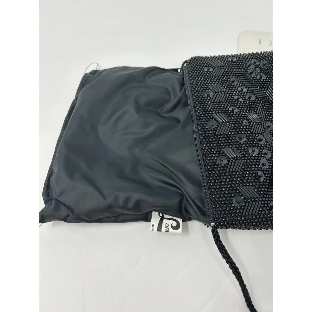 NEW Loredana Evening Bag Cross Body Black Beaded Prom Event Cocktail Party Glam